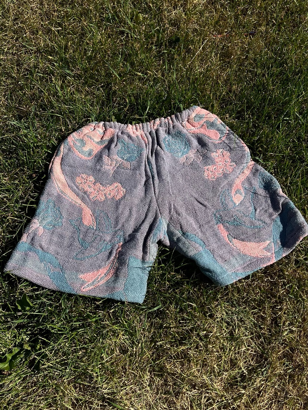 Upcycled Cotton Tapestry Shorts- Pastel - Picture 2 of 7